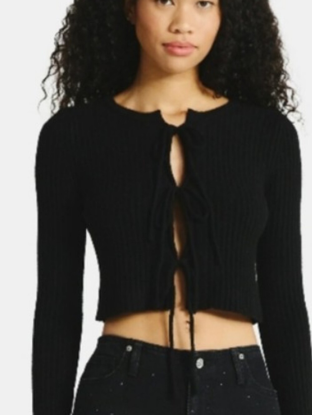 Nobo Tie Front Cropped Cardigan Sz M